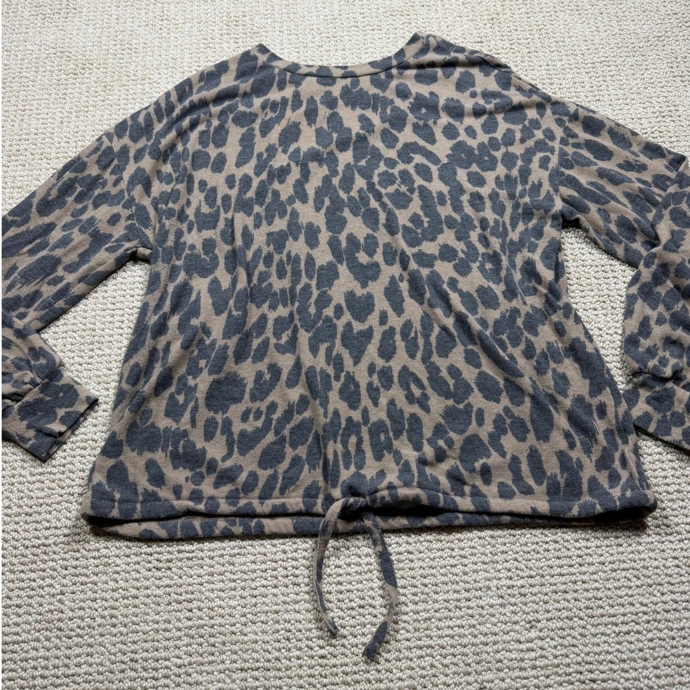 Brushed‎ Top Womens Size XL Brown Cheetah Print Rayon Stretch Casual Blouse